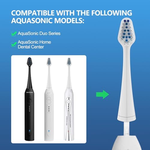 Replacement Toothbrush Heads for AquaSonic Duo Series Electric Toothbrush, NOT Compatible with Duo Series Pro, 5 White + 5 Black