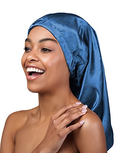 Extra Large Satin Infinity Scarf Ponytail Turban Cozy Winter Hats Blue