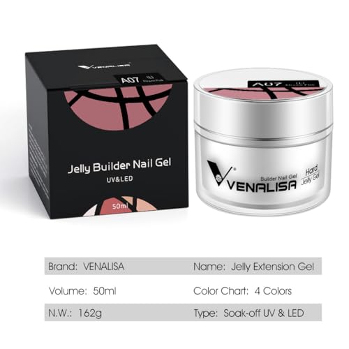 VENALISA Builder Nail Gel, 50ml Clear Hard Gel for Nails Extension Gel Nail Polish Jelly Strengthener Gel Polygel Nail Art Manicure