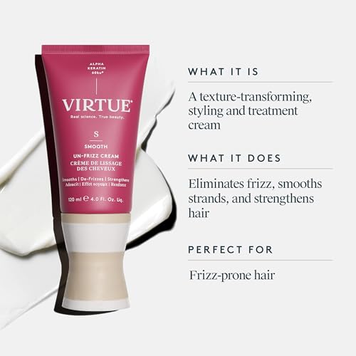 Virtue Un-Frizz Leave-In Hair Treatment for Curly Hair and Frizz Control, Sulfate Free, Safe for All Hair Types, Color Safe