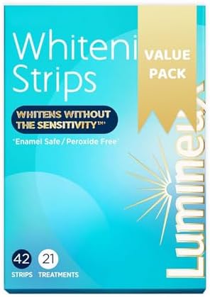 Luminex Teeth Whitening Strips - 21 Treatments, 42 White Strips - Lemieux Peroxide-Free Kit Natural Formula - Enamel-Safe Lumino Teeth Whitener - Sensitivity-Free Luminox Technology (Pack of 1)