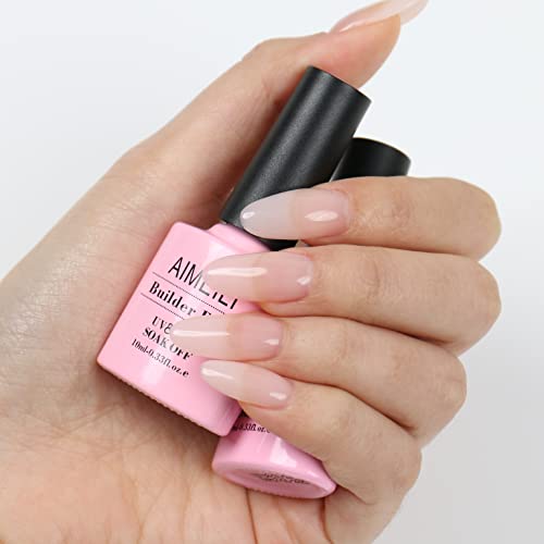AIMEILI Builder Base Clear Sheer Color Gel, Hema Free, Cruelty Free, Vegan, No Need Slip Solution, Soak Off Gel Nail Polish 6pcs X 10ml - Kit Set 36