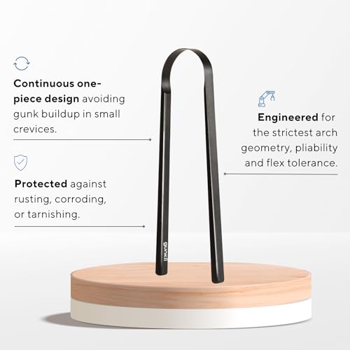 Tongue Scraper, Tongue Cleaner for Adults and Kids, Fights Bad Breath, Metal Tongue Scraper, Great for Oral Care, Oral Hygiene, Ayurveda Tongue Scraper, Hygiene Luxury Black Tongue Scraper. (1 Pack)