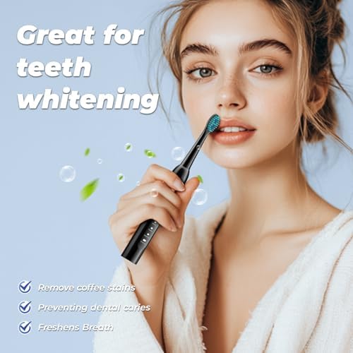 Sonic Electric Toothbrush for Adults, Rechargeable Electric Toothbrushes with Case, Travel Toothbrush Set, Power Toothbrush with Holder, USB C 5 Modes, 2.5 Hours Charge for 120 Days