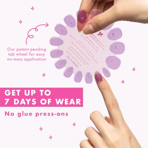 Olive & June Super Stick Mani Press-On Nails | Short, Round | No Glue Needed | 32 Tab Nails in 16 Sizes | Non-Toxic Tabs | Easy On-Off, Non-Damaging | Realest Look | 7-Day Wear | Glazed French