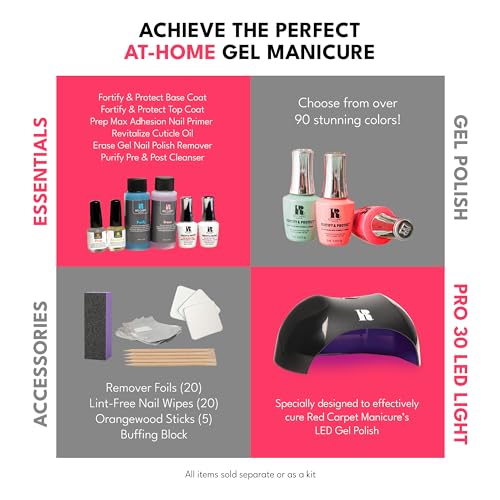 RC Red Carpet Manicure Fortify & Protect LED Gel Base Coat – Strengthens Nails with Vitamin A & Biotin, Prevents Brittleness, Long-Lasting Gel Nail Protection for Healthier, Stronger Nails (0.3 Fl Oz)