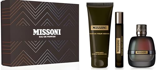 Missoni Pour Homme 3-Piece Set for Men, (3.4 Oz Eau De Parfum Spray + 5.0 Oz Body & Shower Gel + 0.3 Oz Eau De Parfum Spray)