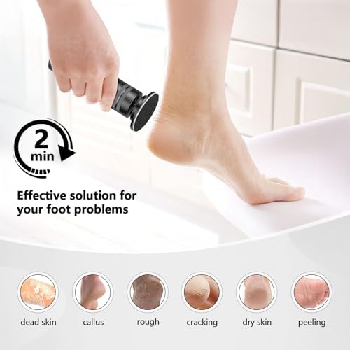 Professional Electric Foot Callus Remover 1200 RPM Adjustable Speed Metal Foot Grinder for Dead Skin Automatic Heel Sander with Replacement Sandpaper Discs for Women Men Feet Pedicure Tools (Black)