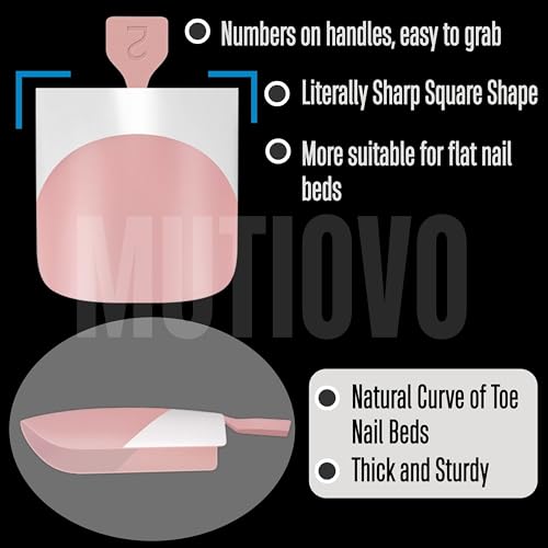 French Tip Toe Nail Tips Press on, Sharp Square Pre-Designed Soft Gel False Toenail Extension, BERRY PINK Pre-applied Tip Primer & Base Coat, Full Cover Acrylic for DIY x 15 Sizes 240 pcs