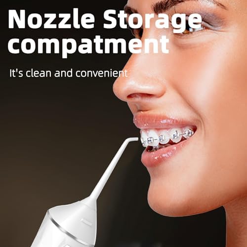 Tooth Flosser, 4 Modes, Portable 320ml Large Tank Water Flosser Oral Cleaner IPX7 Waterproof Cleaning Flosser for Home Travel （White