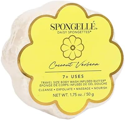 Spongelle Coconut Verbena Spongette Loofah Body Scrubber | Bath & Shower Loofah for Women | Body Scrubber Exfoliator with Body Wash Infused Sponge | 5+ uses | Creamy Coconut, Verbena & Lime