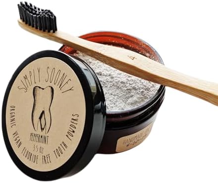 Zero Waste up to 6 Month Supply Organic Vegan Fluoride Free Tooth Powder Peppermint Flavor- Ships Without Any Plastic Packaging I Natural Whitening I Stronger Teeth