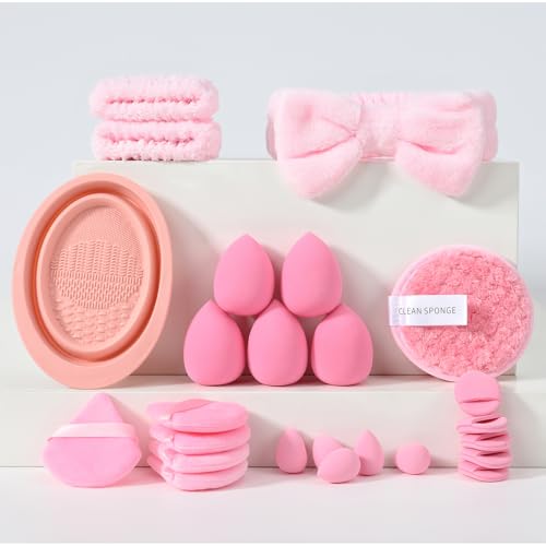 Makeup Brush Set for Foundation Concealer Eyeshadow and Travel, Include Make Up Brush, Sponge, 51PCS Pink
