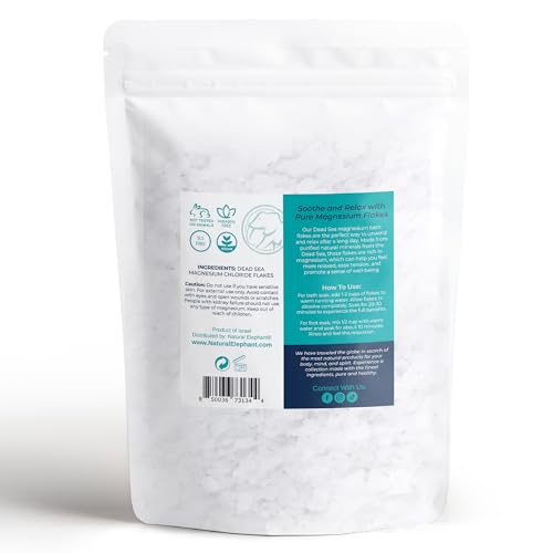 Natural Elephant Dead Sea Magnesium Bath Flakes | 10 lb (Pack of 2 5lb Bags) | Pure Magnesium Chloride Soak for Body and Foot | Ideal for a Soothing Bath Experience | Alternative to Epsom Salt