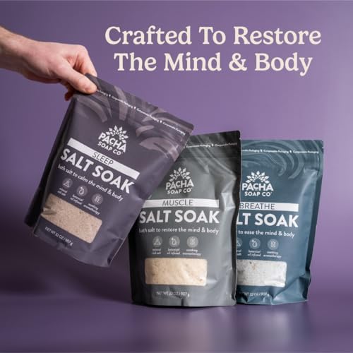 Pacha Soap Co. Muscle Salt Soak, 2-Pack, (64 oz Total) - Scents of Arnica & Calendula, Soothing Bath Soaking Aid