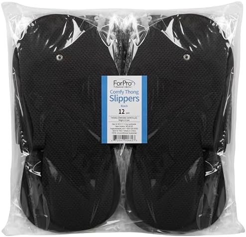 ForPro Professional Collection Comfy Pedi Slippers, Disposable Foam Pedicure Slippers for Nail Salons and Spas, Individually-Wrapped, 12-Pair