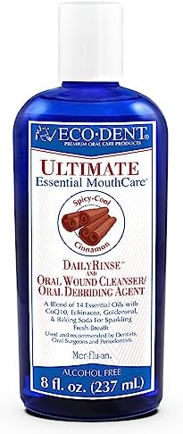 Eco-Dent Alcohol-Free Mouthwash, Cinnamon - Ultimate Essential MouthCare, Oral Care Mouth Wash for Adults, Baking Soda Mouth Rinse with Essential Oils + DailyRinse Single-Use Pack, Mint