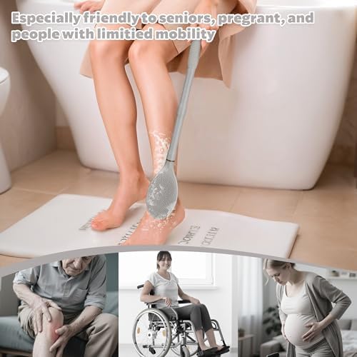 New Back Scrubber Anti-Slip for Shower, 18.9‘’ Adjustable Shower Back Scrubber with Dual-Side Head & Soft Bristles, Extra-Long Shower Brush Bath Brush for Lathering Cleansing(Gray-L)