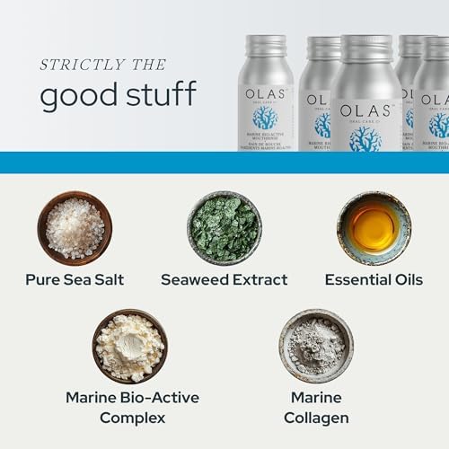 Olas Alcohol Free Mouthwash & Oral Rinse - Marine Bio-Active Mouth Rinse with Essential Oils & Antioxidants for a Healthy Oral Microbiome - Fluoride Free Natural Mouthwash (3 Count, 1 Fl Oz Each)