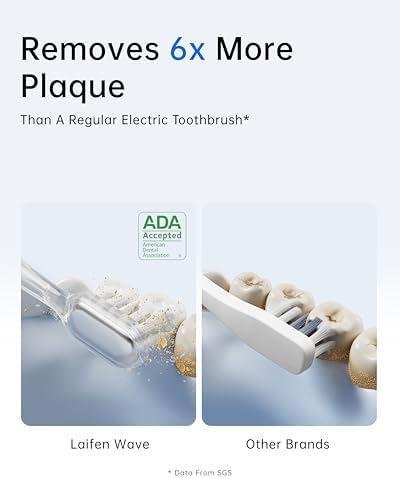 Laifen Wave Electric Toothbrush, Oscillation & Vibration Sonic Electric Toothbrush for Adults with 3 Brush Heads, IPX7 Waterproof ADA Accepted Travel Powered Toothbrush (Aluminum Alloy)