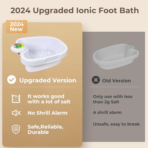 Upgraded Ionic Foot Detox Machine, Foot Spa Bath for Home Use, Foot Cleaner Machine To Remove Toxins with 2 Arrays, 15 Disposable Foot Bath Liners, Detox Sea Salt, Upgraded Durable Basin