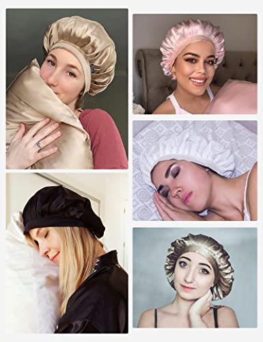 LilySilk 100% Mulberry Silk Bonnet, Silk Night Sleep Cap Adjustable Hair Wrap for Sleeping, Rosy Pink