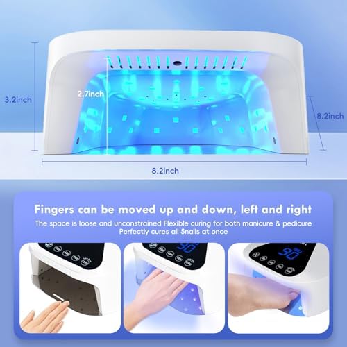 UV LED Nail Lamp with UV Gloves,Magnetic Metal Mirror Base Cordless Nail Dryer, Gel Polish Curing Light with 4 Timers,Touch Control Display,Auto Sensor for Professional Salon & Home