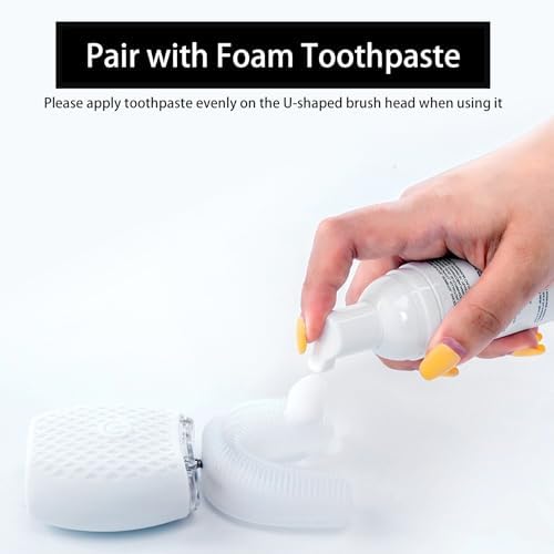 Ultrasonic Toothbrush for Adults Automatic Electric Toothbrush Portable Washable Soft Bristles 30s Automatic Timer Wireless Charging Dual-Use for Travel & Home (White, Adult)