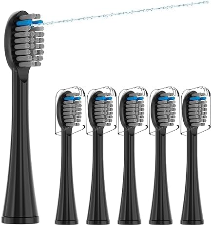 Replacement Flossing Toothbrush Heads(6-pc) Fit for Waterpik Sonic Fusion 2.0 SF-01, SF-02, SF03 & SF-04 Tooth Brush Refill Pisoniclea(SF-Black)