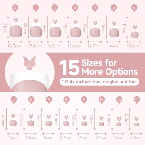 UNA GELLA French Toe Nail Press Ons X-Soft Peach Pink 330Pcs Big Wide Soft Gel Square Toe Nail Tips 15Sizes Matte Square Press On Toenails Fake Acrylic Gel Toe nail Tips for Women Nail Extensions