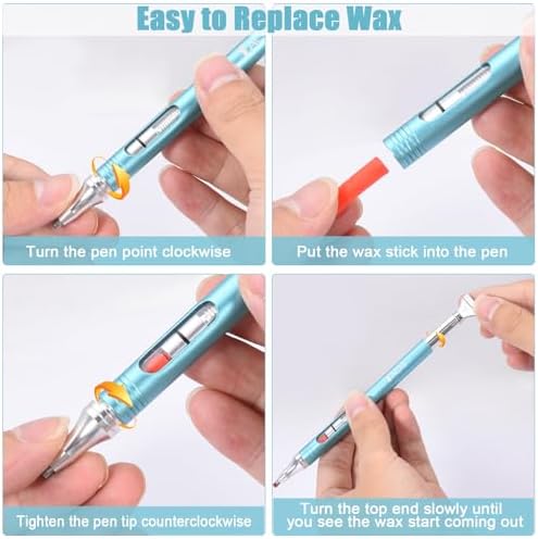 Diamond Art Pen Refillable Wax Pen for Diamond Painting, Metal 5D Diamonds Art Accessories Pens with a Multi Placer, Blue