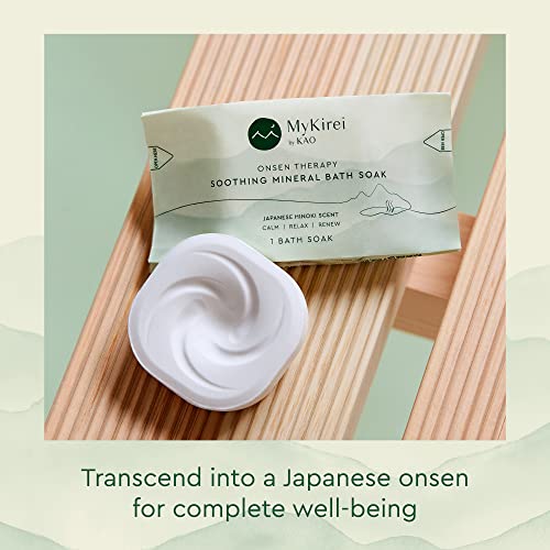 MyKirei by KAO Onsen Therapy Soothing Mineral Bath Soak, White Bath Tablet, Relieve Tired Muscles & Stress, Japanese Hinoki, 5 Count