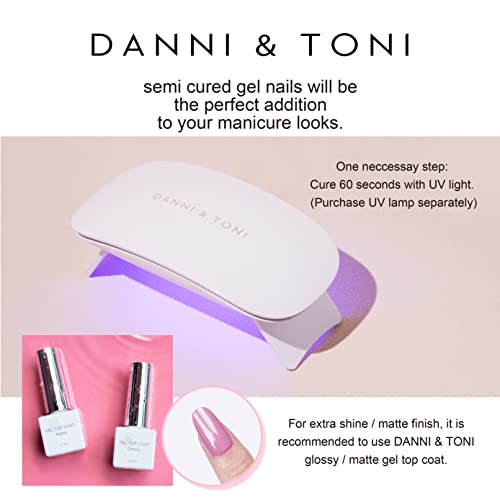 DANNI & TONI Semi Cured Gel Nail Strips Transparent Crystal Clear Nail Stickers Sheer Gel Polish Strips 28 Stickers Ultra-glossy, Long-lasting, Waterproof