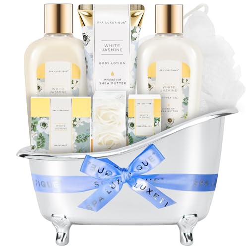Spa Gifts for Women Jasmine 8 Pcs Spa Luxetique Gift Baskets with Hand Cream Spa Gifts for Women Bath and Body Christmas Gifts