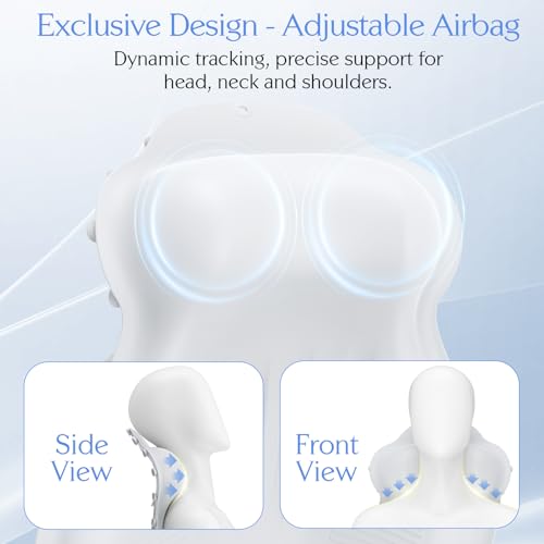 Silicone Bath Pillow, New Material Bath Pillows for Tub Head Neck and Back Support, Bath Tub Pillow with 4D Press Inflatable Airbag and Non-Slip Strong Suction Cups, Quick-Drying, Easy to Store, White
