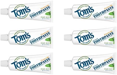 Tom's of Maine Travel Size Anticavity Fresh Mint Toothpaste, 3 oz. 6-Pack (Packaging May Vary)