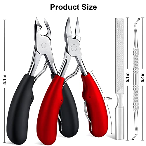 Toenail Clippers for Thick Toenails, Toe Nail Clippers, Ingrown Toenails, Professional Podiatrist Nail Clippers, Heavy Duty, Sharp Curved Blade, Lighter Long Handle for Men Women Adult
