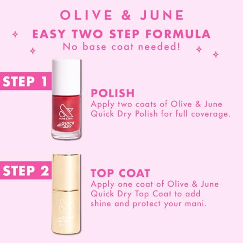 Olive & June Quick Dry Nail Polish Fast-Drying, Smudgeproof Color 15-free, Vegan, Cruelty-Free Formula Lasts up to 5 Days Salon-Quality Manicure, Pedicure at Home Poodle