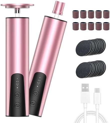 Wireless Electric Foot Callus Remover(6 Speed), 2 in 1 Rechargeable Electric Foot Sander with Sandpaper Disk , Callus Remover for Feet for Dead Skin , Pedicure Tool for Feet-Pink