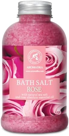 Rose Bath Salts 21.16 Oz - Natural Rosewood Oil & Rose Extract - Best for Relaxing - Good Sleep - Beauty - Bathing - Body Care - Wellness - Relax - Aromatherapy - Spa - De-Stress Bath Salts 600g
