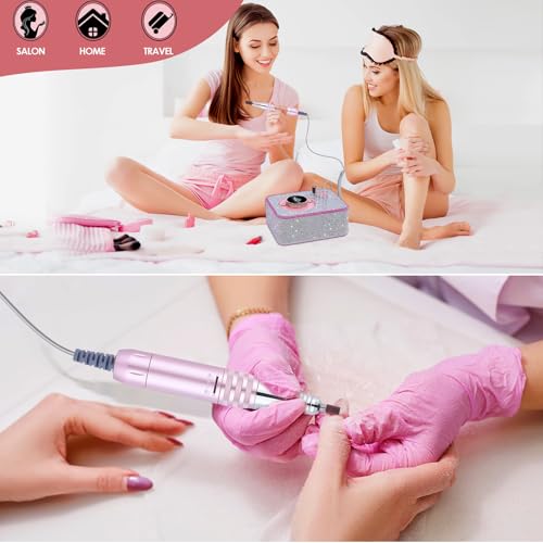 Electric Nail Drill 35000 RPM, Professional Rechargeable Nail File Kit, Nail Drill Machine, Acrylic Nail Kit for Any Manicure, Pedicure, Ideal Nail Art Tools, Designed for Salon, Home