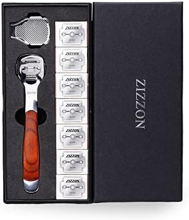 ZIZZON Foot Care Pedicure Callus Shaver Hard Skin Remover Wood Handle 70 Blades