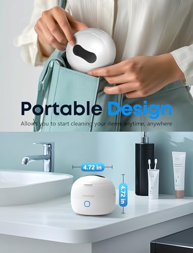 Ultrasonic Retainer Cleaner, 45kHz Denture Cleaner Machine with 3 Modes, 200ML Dental Cleaning Pod for Dentures, Mouth Guards, Aligner, Night Guard, Braces, Jewelry (White)