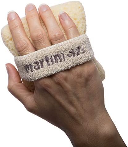 MartiniSPA Exfoliating Body & Shower Sponge with Soap Pocket. All Natural Italian Deep Cleansing Sponge with Soap Saver Pouch & Hand Strap for Men & Women - Use in Shower or Bath - 2 Units/Beige Color