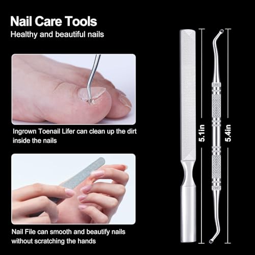 Toenail Clippers for Thick Toenails, Toe Nail Clippers, Ingrown Toenails, Professional Podiatrist Nail Clippers, Heavy Duty, Sharp Curved Blade, Lighter Long Handle for Men Women Adult