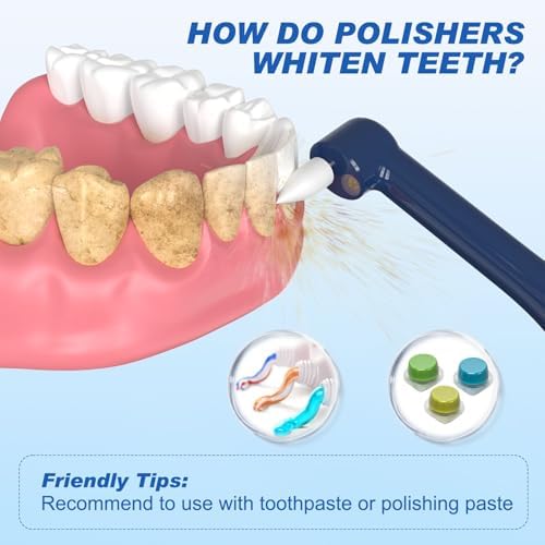 Tooth Polisher, Tooth Whitening Kit for Teeth Cleaning and Whitening, Rechargeable Teeth Polisher for People/Pets,Teeth Cleaning Kit with 5 Brush Heads,4 Speed Modes and LED Light, Waterproof(Blue)