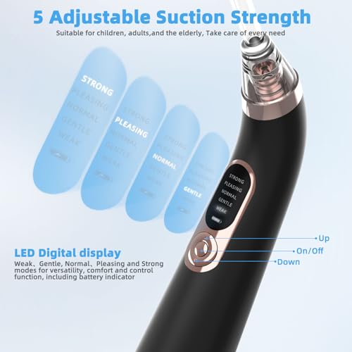 Voraiya Electronic Tonsil Stone Remover Vacuum, 10 in 1 Tonsil Removal Kit, 5 Modes Cleaner, Instant Suction Tool, Easy to Use, Fight Bad Breath, Mouth Cleaning Oral Care (Black)