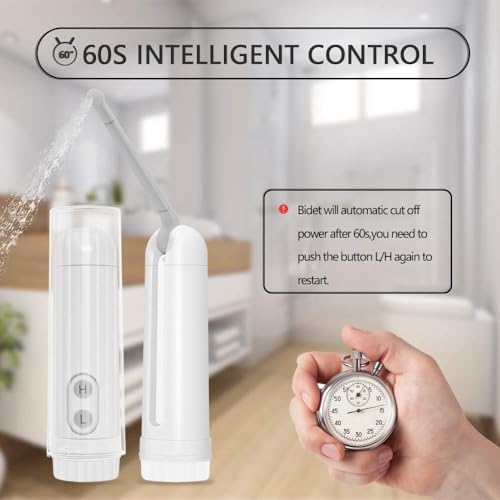 [2nd Generation] Portable Travel Bidet by GUSTYLE, IPX6 Waterproof Electric Bidet Sprayer with Automatic Decompression Film and Nozzle 180 Degree Adjustment (140ml)