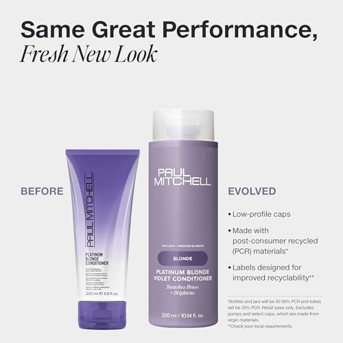 Paul Mitchell Platinum Blonde Violet Conditioner, Banishes Brass + Brightens, Ideal for Light to Medium Blonde, Silver, Gray or White Hair