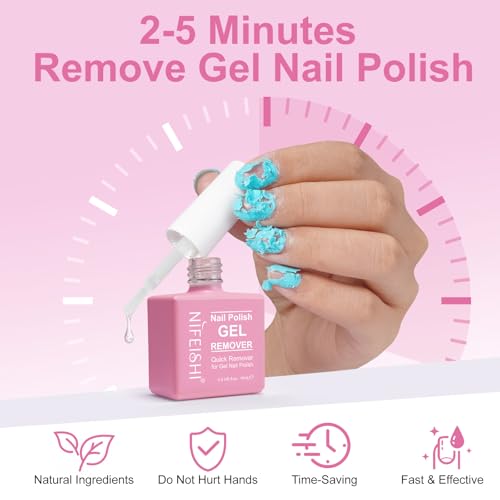 Gel Nail Polish Remover, (2PCS) Professional Gel Polish Remover for Nails, No Need for Foil, Quick & Easy Polish Remover In 2-5 Minutes, 0.5 Fl Oz